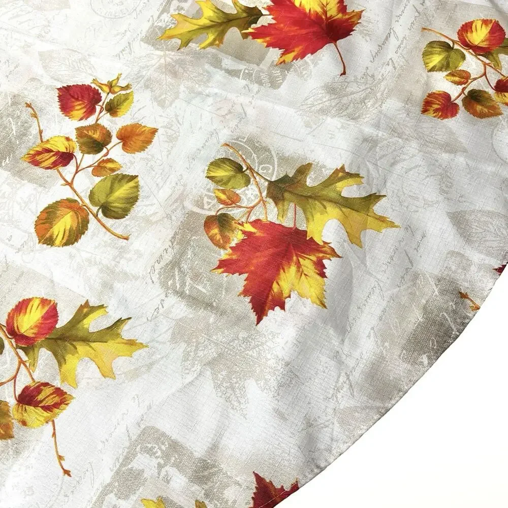 Round Tablecloth Fall Leaves Colorful Harvest Autumn Polyester Cottage Decor 69